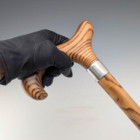 2018年 英国製 木目タンシャフト ダービーハンドル 純銀装飾 ステッキ 杖 88cm